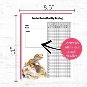 Crested Gecko Pet Care Log | Weekly & Monthly Reptile Tracker Printables image 3