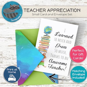 Printable Teacher Thank You Card – Gift Card Holder for Educators