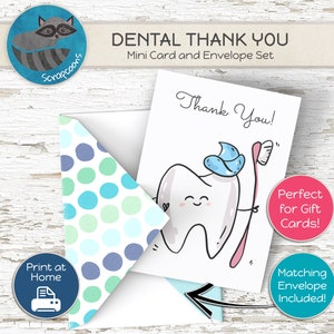 Dental Thank You Card with Envelope - Instant Download