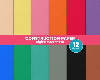 Colorful Construction Paper Texture Digital Collection - 12 Shades Included