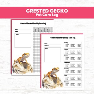Crested Gecko Pet Care Log | Weekly & Monthly Reptile Tracker Printables