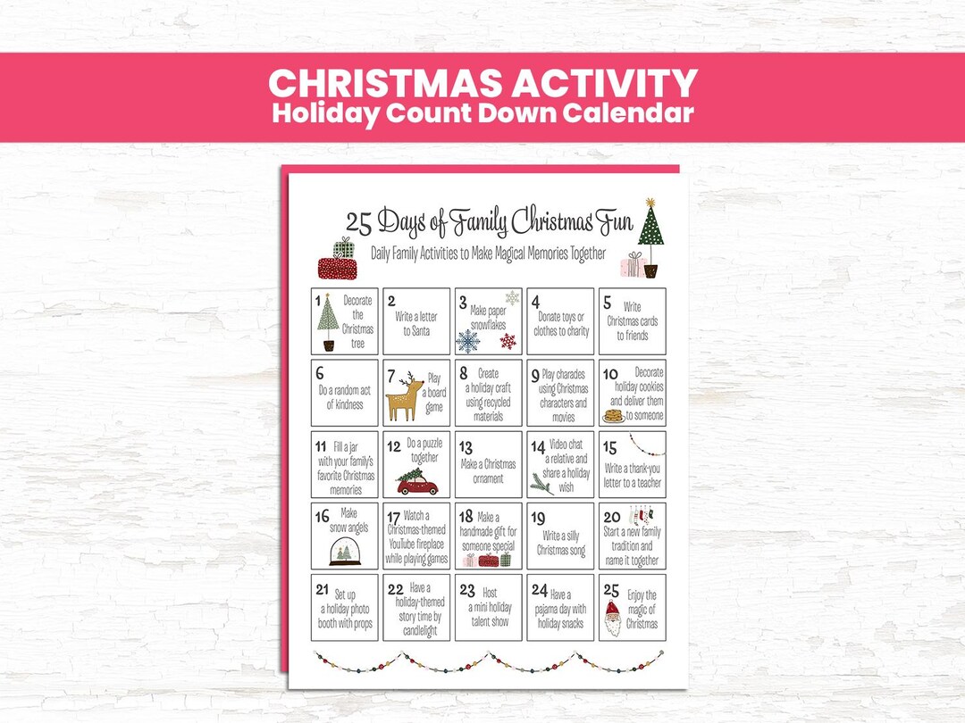 Christmas Countdown Calendar: 25 Family Holiday Activities (digital ...