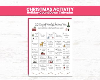 Christmas Countdown Calendar: 25 Family Holiday Activities (Digital Download)