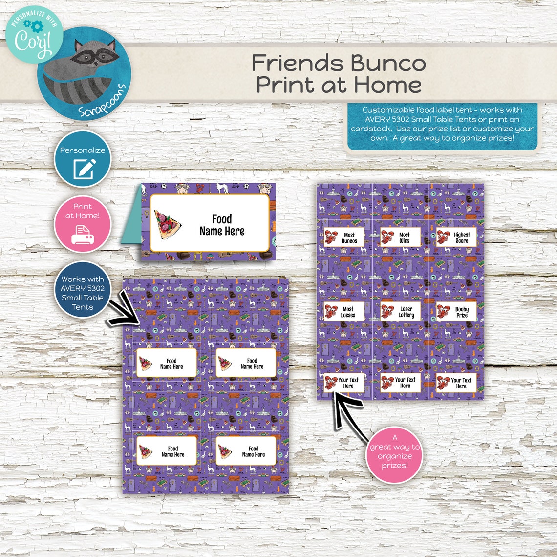 Friends TV Show Inspired Bunco Kit Customize and Print at Home Digital