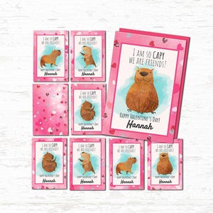 Capybara Valentine’s Day Card, Printable Instant Download,  Funny Animal Card for Kids & Adults
