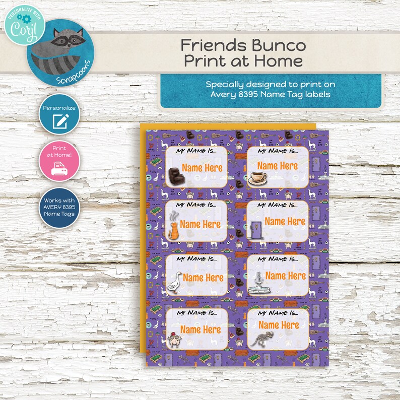 Friends TV Show Inspired Bunco Kit Customize and Print at Home Digital