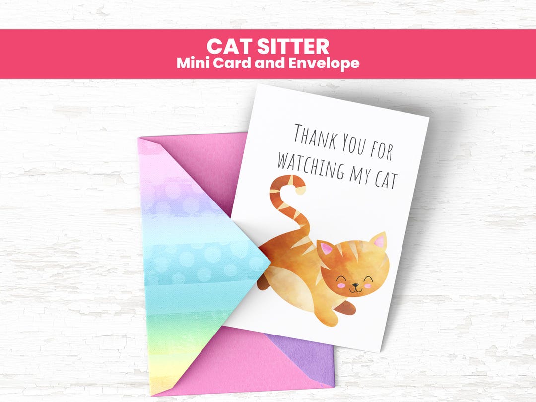 Cat Sitter Thank You Card Printable – Pet Sitter Gift, Instant Download ...