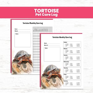 Tortoise Care Log Printable | Reptile Feeding & Habitat Tracker PDF Bundle