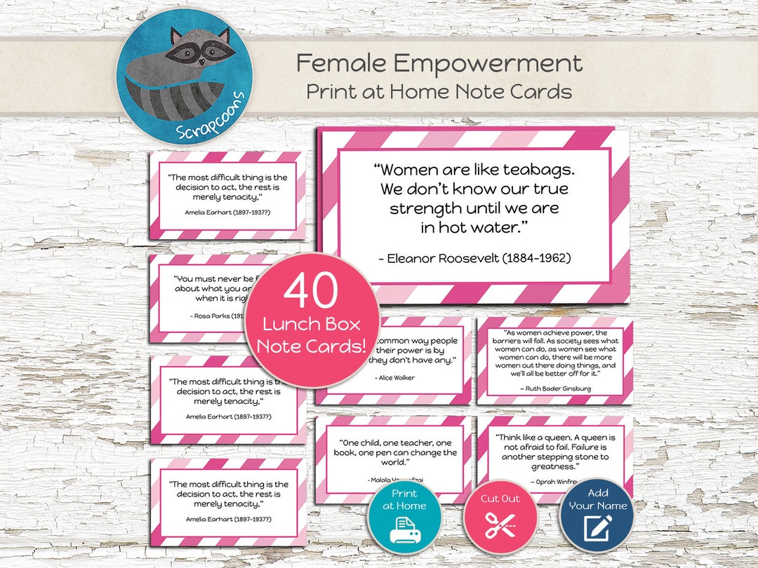 Lunchbox Note Cards Girl Power - Set of 40 Quotes - Etsy