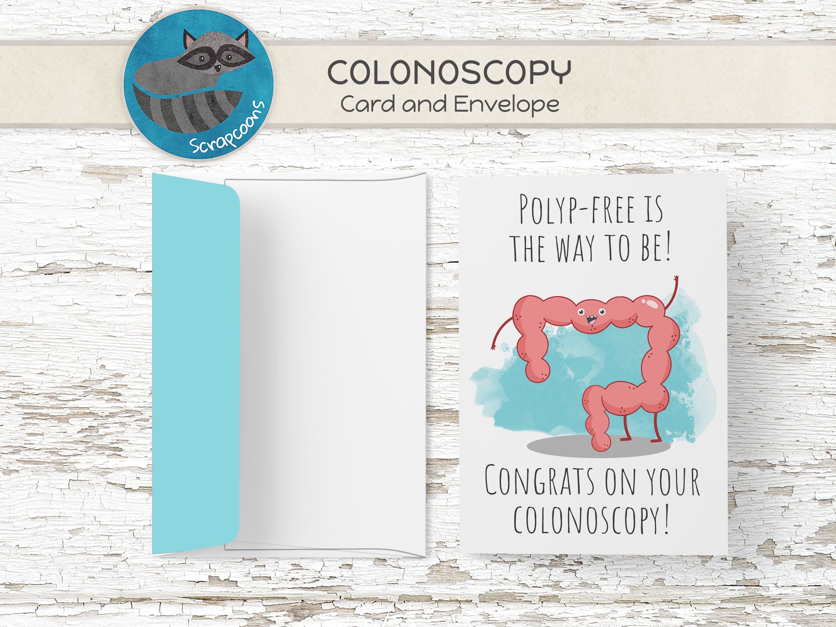Colonoscopy Sticker Designs Hilarious Colonoscopy Greeting Card - Polyp-free Printable Card With ...