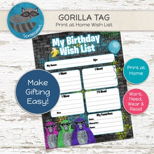Gorilla Tag Wunschliste, Wollen Brauchen Tragen Gelesen