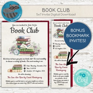 Book Club Invite & Custom Bookmark Combo
