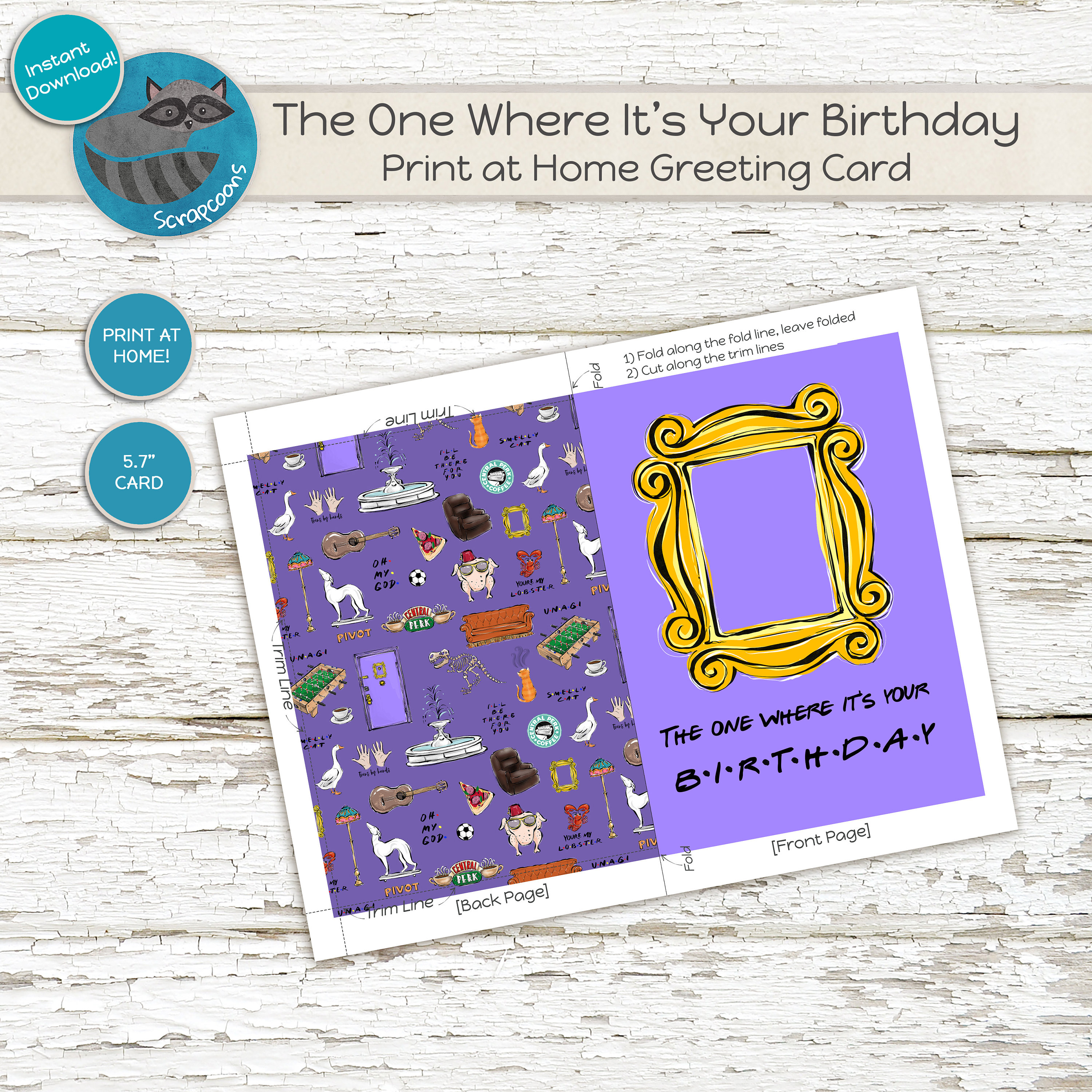 Friends TV Show Birthday Card Print at Home Greeting Card - Etsy