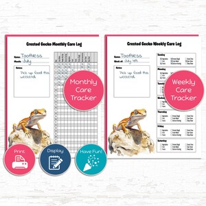 Crested Gecko Pet Care Log | Weekly & Monthly Reptile Tracker Printables
