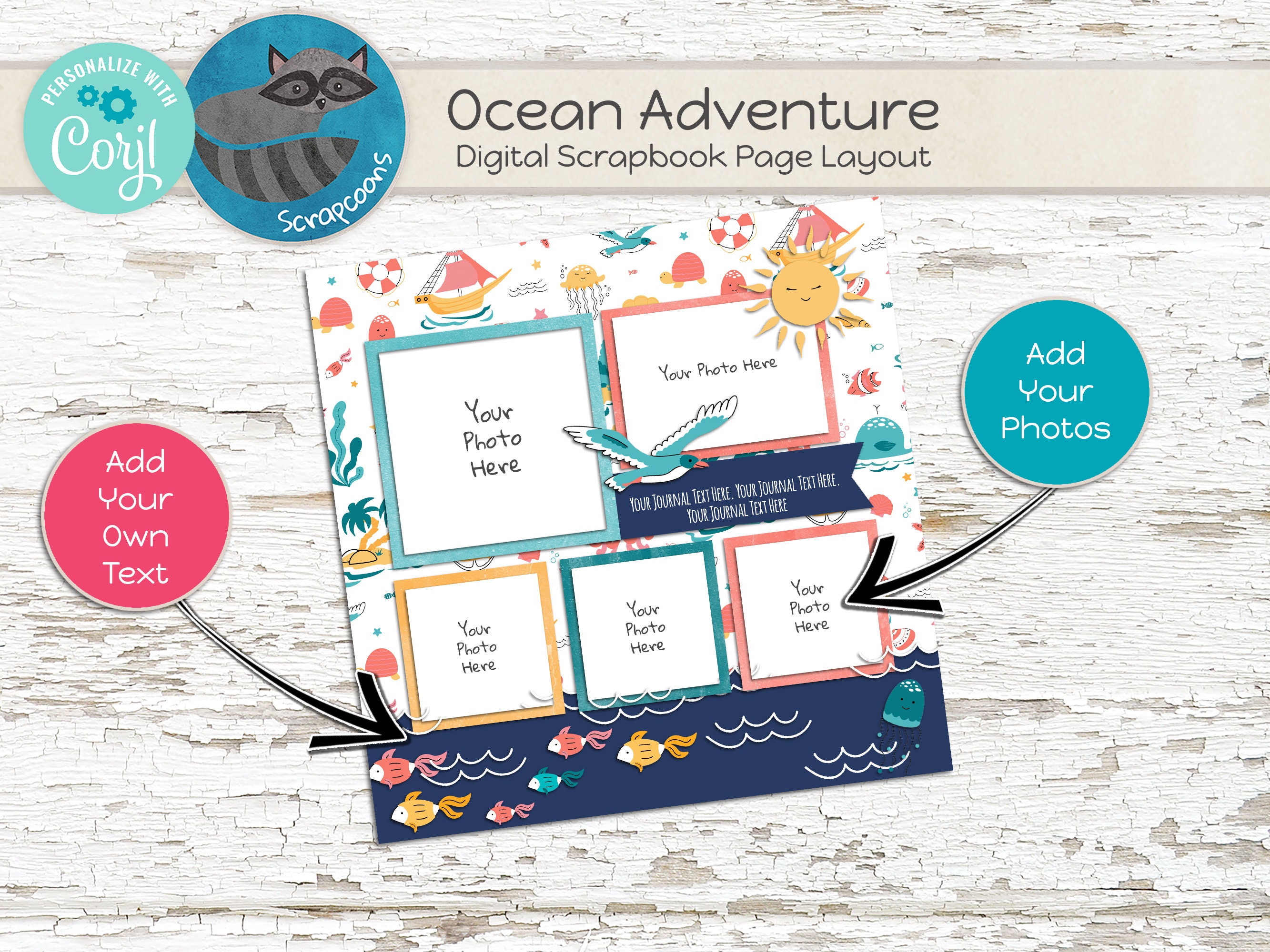 Ocean Quick Page Set 12x12 Digital Scrapbook Layout - Etsy