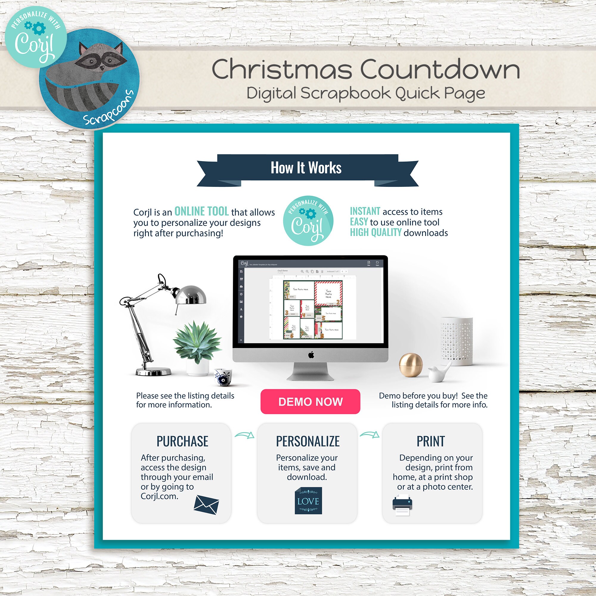 Countdown Pageant Layout Editable Christmas Scrapbook Page | Digital Holiday Layout for Corjl ...