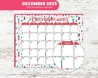 Calendario imprimible de diciembre de 2025 (PDF y JPG) para niños en el aula de educación en casa