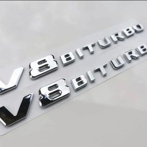 2x 3D V8 Biturbo AMG Lettering Chrome Emblem Logo E63 CL63 CLS63 G63 L S63 SL63