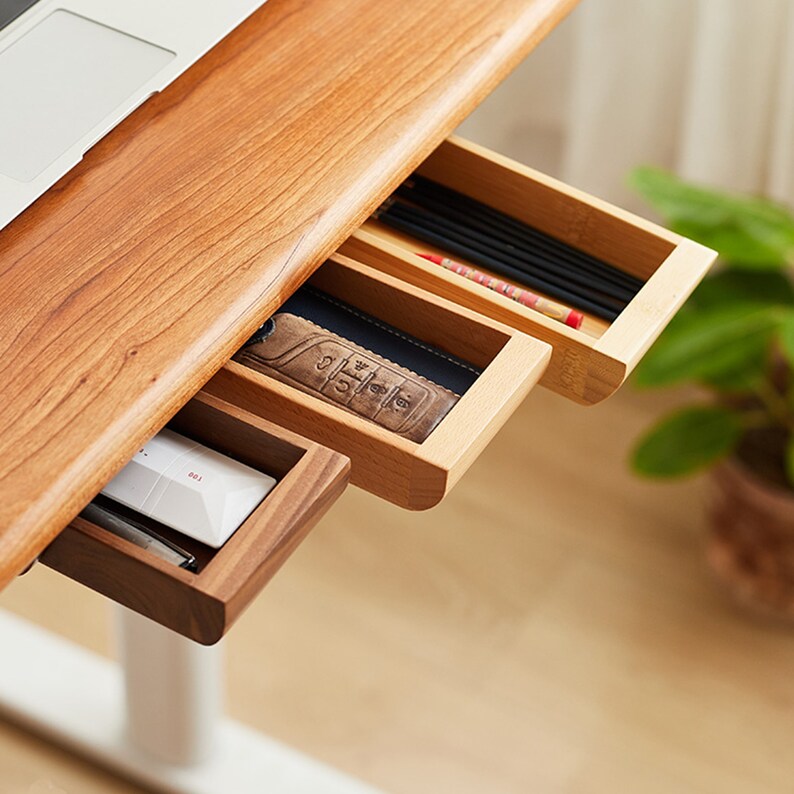 Wood Under Desk Organizer Drawer Handmade Self-adhesive - Etsy