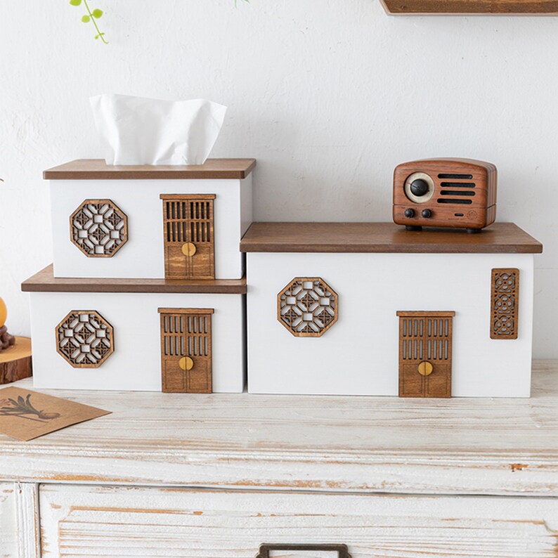 House Tissue Box Cover Wood Tissue Box Rectangle Tissue Box Etsy