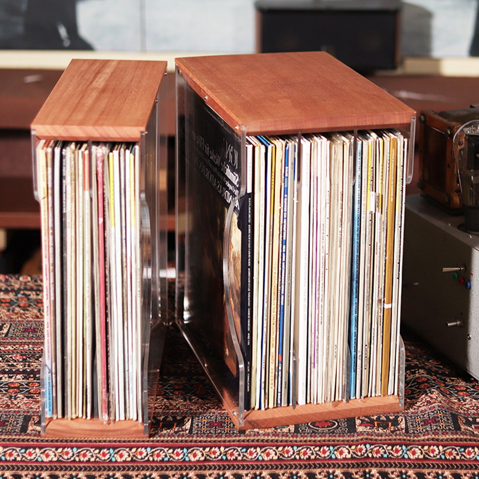 Desktop Wood Vinyl Record Shelf Handmade Record Organizer Etsy