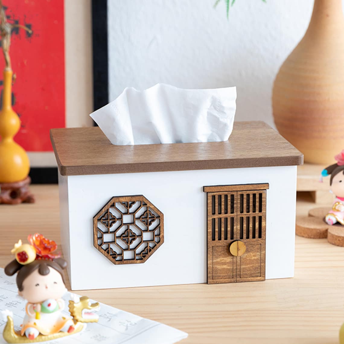 House Tissue Box Cover Wood Tissue Box Rectangle Tissue Box Etsy