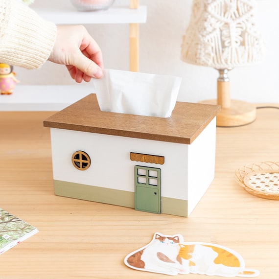 Farmhouse tissue box -Farm Garden, Green, 9” x 5” x 3”