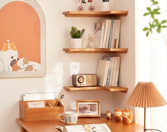 L Shaped Corner Shelf, Floating Shelf, Rustic Wooden Shelf, Plant Shelf, Handmade Display Shelf, Home Storage Organizer,2023 Home Decor Gift