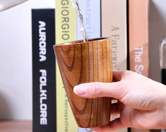 Gepersonaliseerde houten beker, milieuvriendelijke whiskybeker, handgemaakte houten mokken voor thee koffie biermelk, handgemaakte beker keuken drinkware accessoire