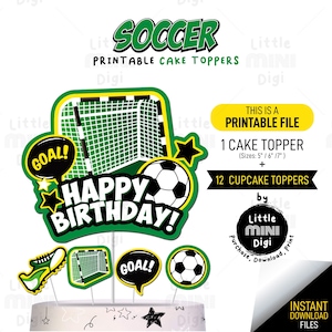Soccer Football Cake Topper & Soccer Football Cupcake Toppers, Soccer Football Birthday Theme, Soccer DIY Print and Cut Your Own