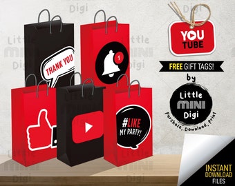 Etiquetas imprimibles para bolsas de fiesta y regalos para redes sociales (descarga digital)