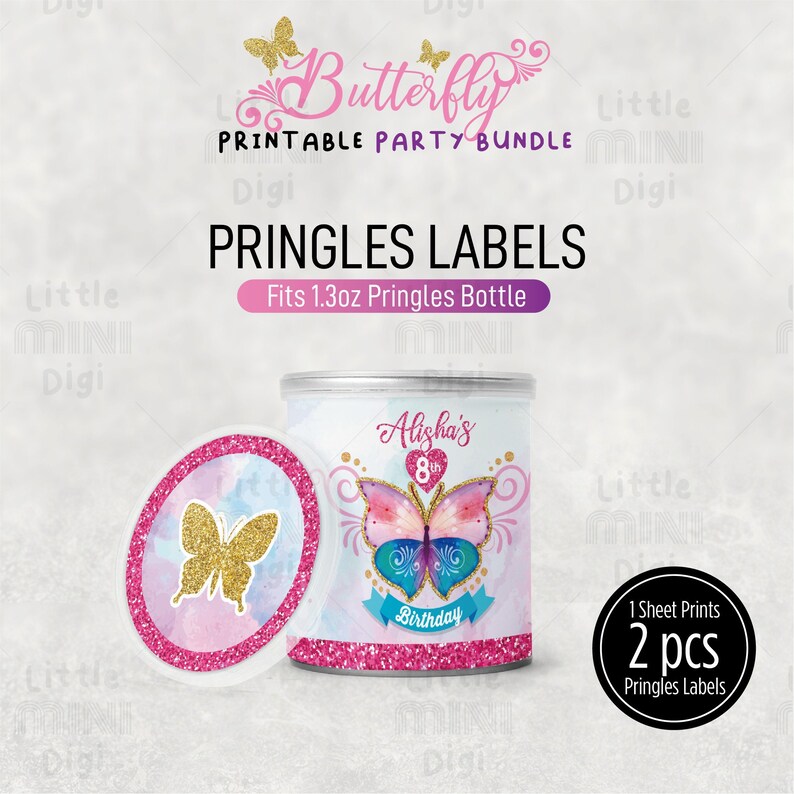 Pink Butterfly Label Butterfly-themed Party Bundle, Printable Butterfly Birthday Party ...