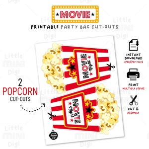 Printable MOVIE Theme Party Bag Front Cut-outs, Movie Theme Party Bag ...