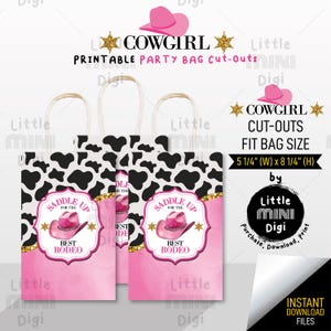 druckbare Cowgirl Partytüten Etiketten, Cow Girl ausgeschnittene Etiketten, Cow Girl Goodie Bags Etiketten [Digital JPEG/PDF]
