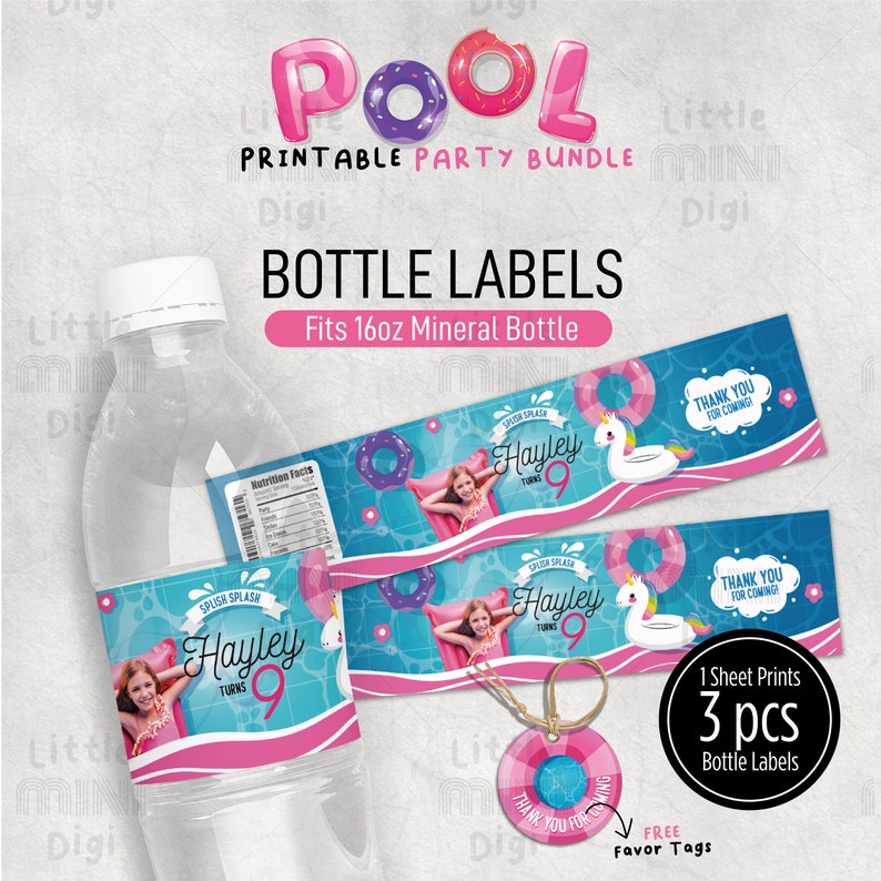 CUSTOM Pool Party Bundle, Printable Pool Splash Splash Birthday Party ...