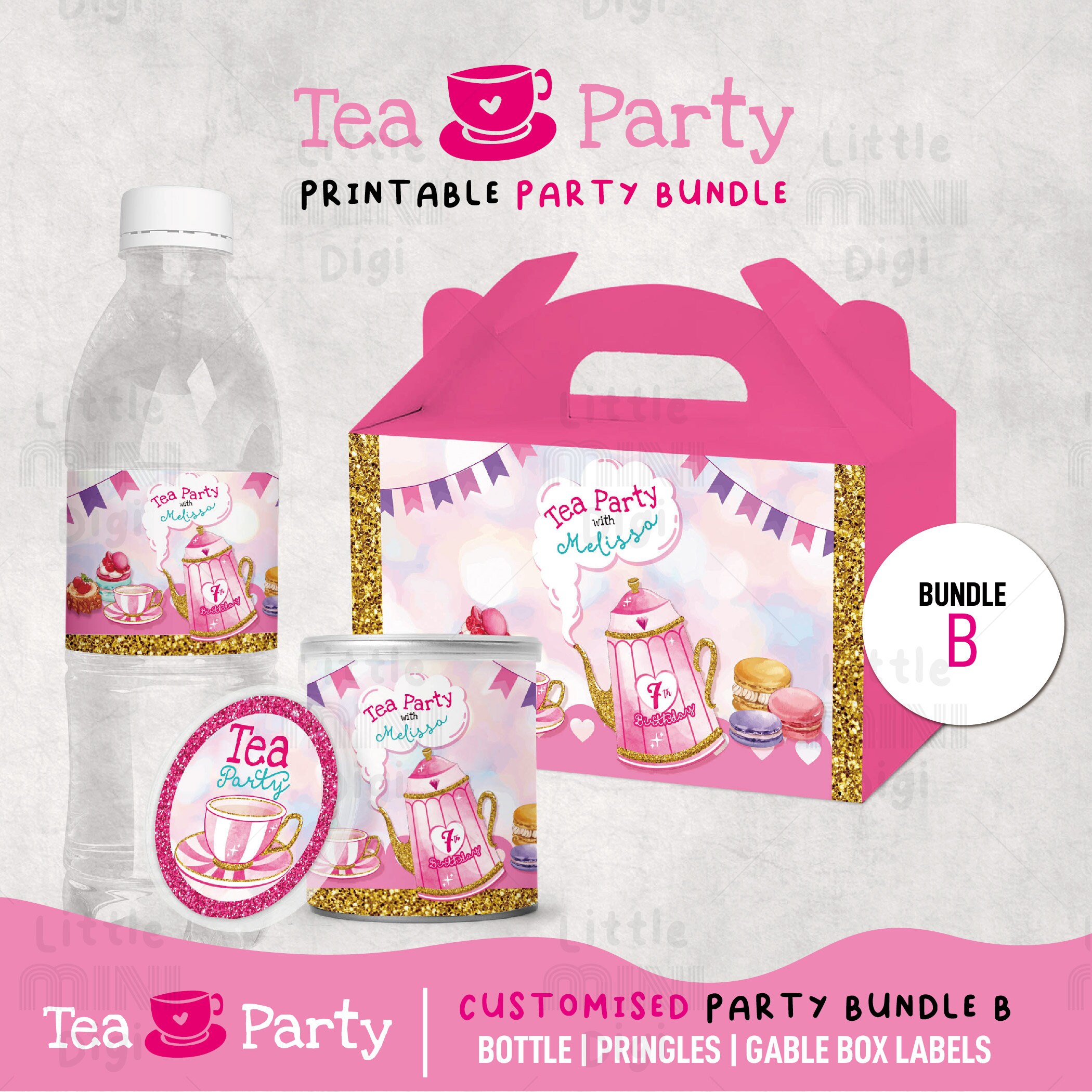 Custom Tea Party Bundle Printable Tea Birthday Party Pack Etsy