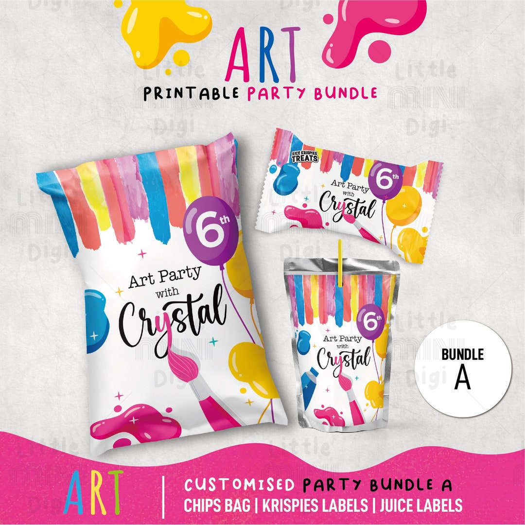 CUSTOM Art Party Bundle, Printable Art Birthday Party Pack, Girls Art