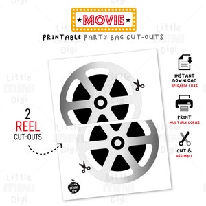 Printable MOVIE Theme Party Bag Front Cut-outs, Movie Theme Party Bag ...