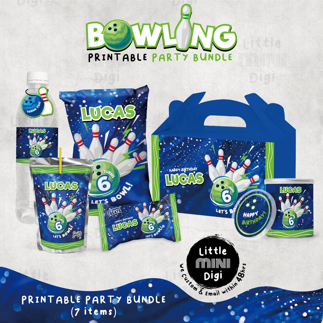 CUSTOM Bowling Theme Party Bundle, Boys Bowling Birthday Pack, Bowling