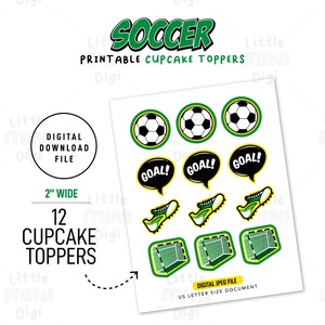 Soccer Football Cake Topper &amp; Soccer Football Cupcake Toppers, Soccer ...