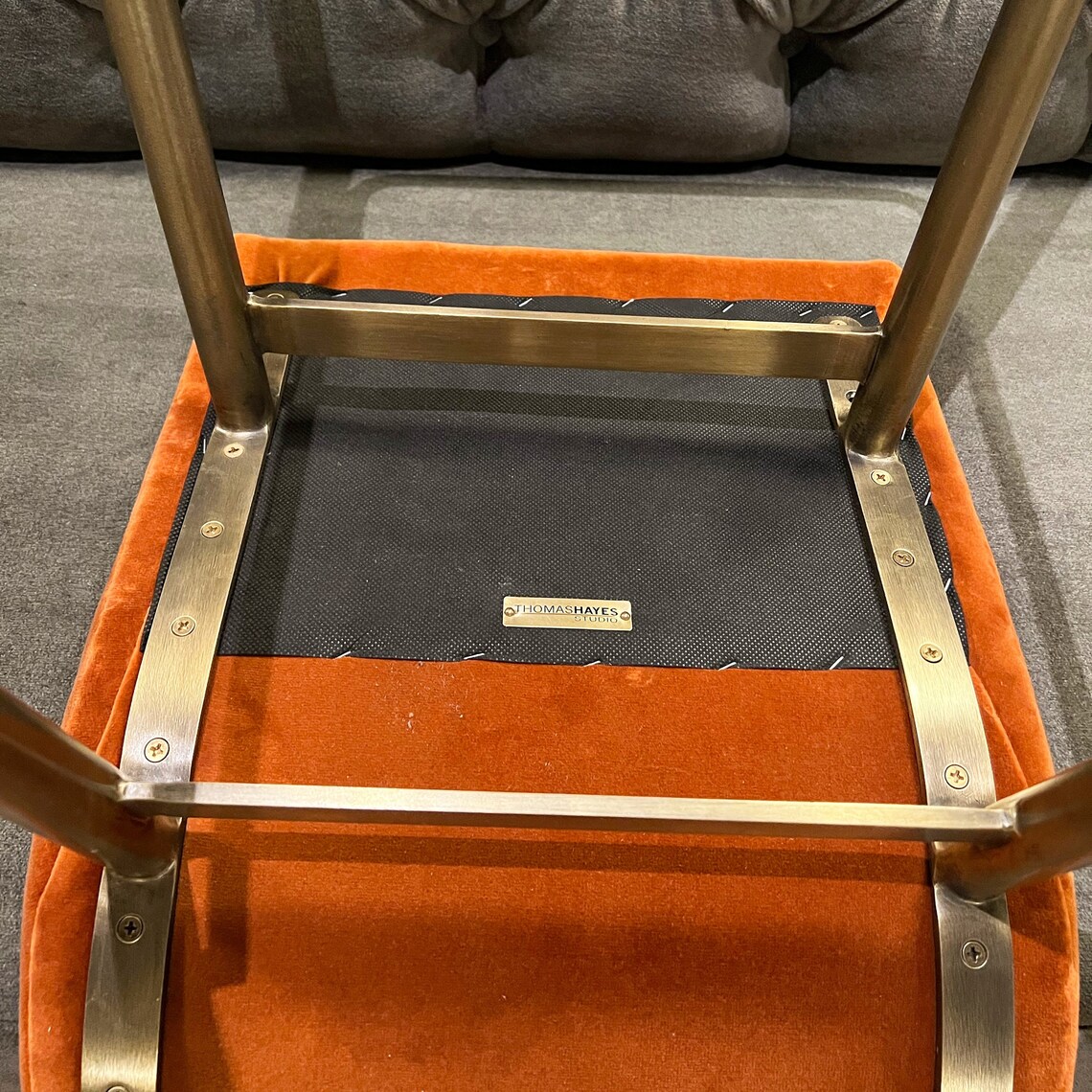 Mid Century Modern Bar Stool With Brass Base by Thomas Hayes Etsy