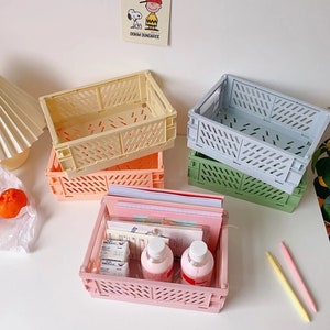 Set of 2, Stackable crate folding storage basket