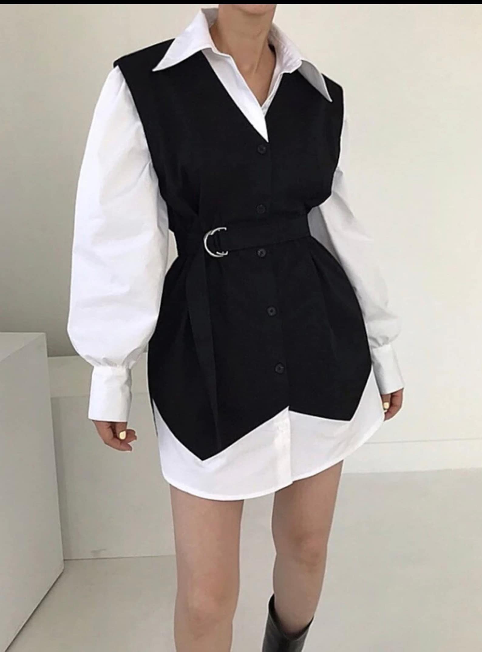 Two-Piece Shirt Dress for Office