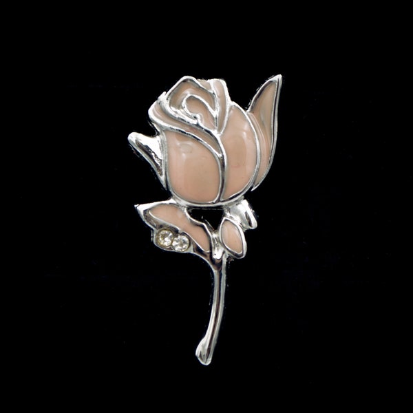 Lovely Little Vintage Enameled Rose Brooch, Fashion Jewelry, Costume Jewelry, Collectible Pin, Classic Designer Pin