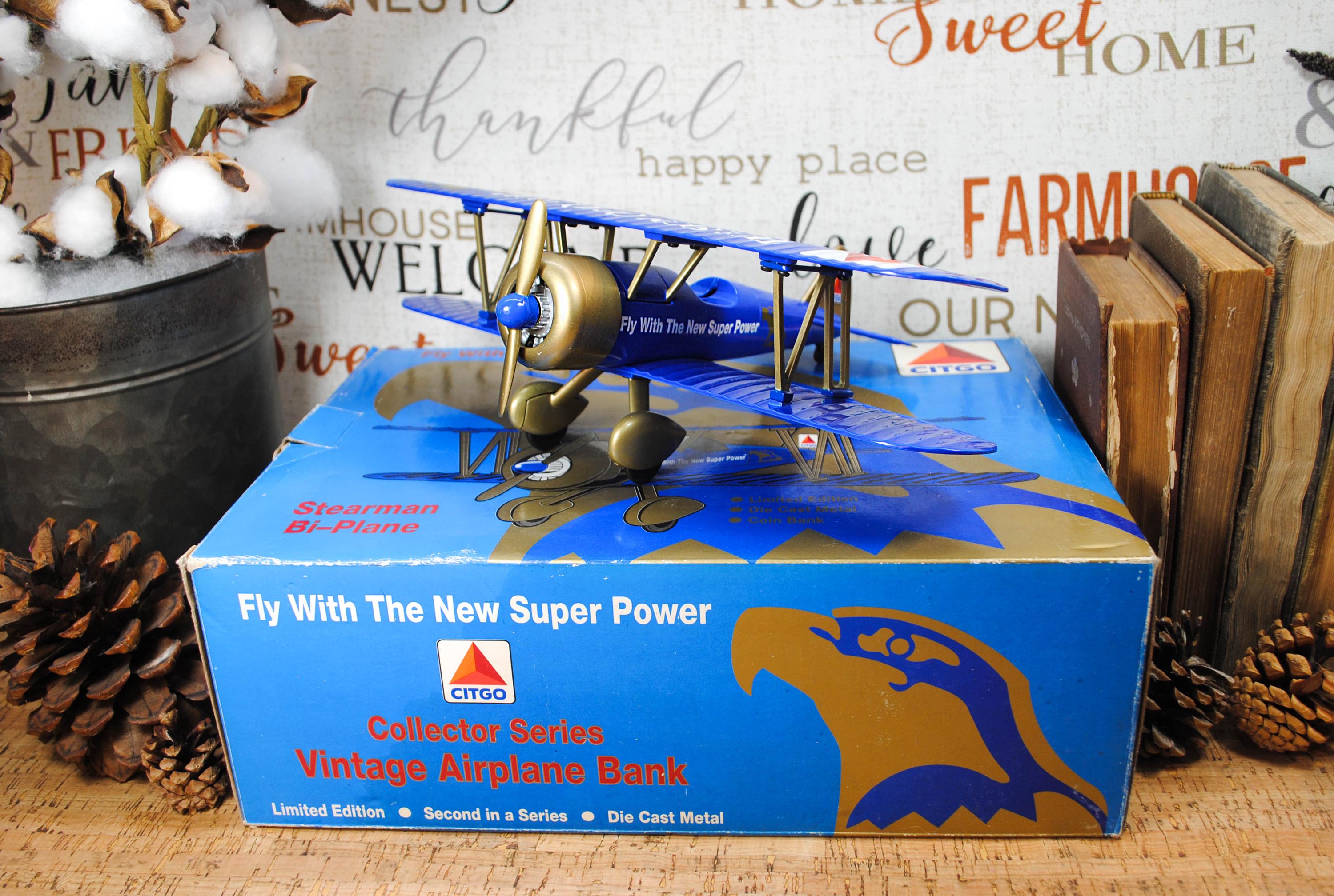 Vintage 1993 Citgo Coin Bank Stearman Bi-plane Model Toy IOB - Etsy