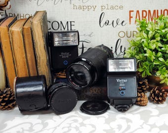 Vintage Vivitar Lens, Tele Converter and Flash Bundle