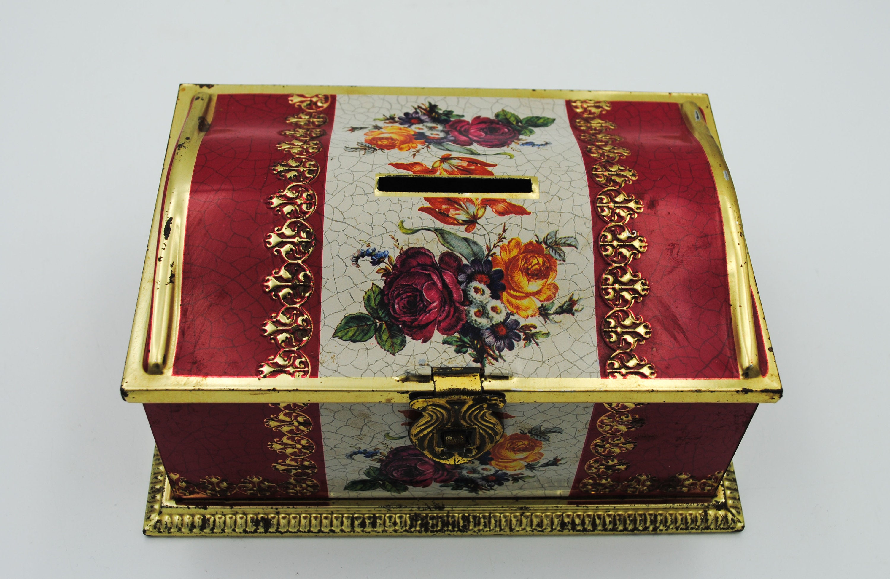 Vintage Tin Box Coin Bank, Country or Farmhouse Decor Etsy