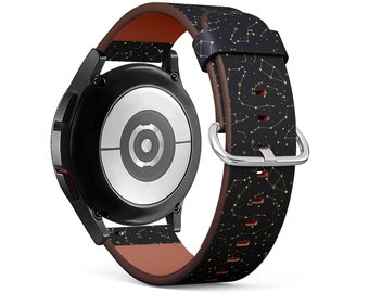 Band for Samsung Smartwatches, Constellations Stars On Print, Galaxy Watch / Active / Gear, Vegan Leather Bracelet Strap.