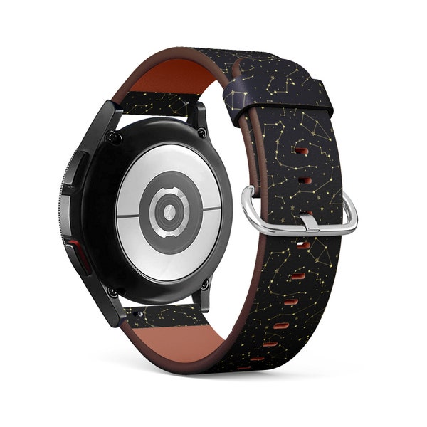 Band for Samsung Smartwatches, Constellations Stars On Print, Galaxy Watch / Active / Gear, Vegan Leather Bracelet Strap.