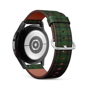 Band for Samsung Smartwatches, Clan Forbes Tartan Plaid Scottish Pattern Print, Galaxy Watch / Active / Gear, Vegan Leather Bracelet Strap.